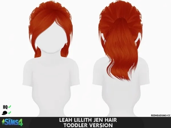 Alpha LEAH LILLITH JEN HAIR TODDLER VERSION by redheadsims - The Sims 4 custom content