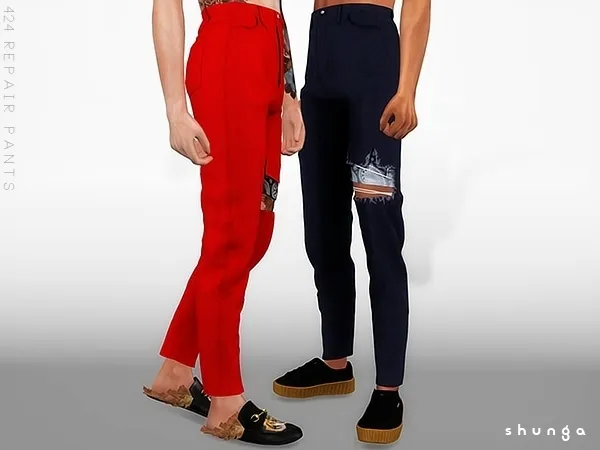 Alpha SHUNGA 424 Repair Pants by shunga - The Sims 4 custom content
