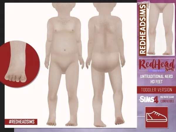 Mix UNTRADITIONAL NERD HD FEET TODDLER VERSION by redheadsims - The Sims 4 custom content