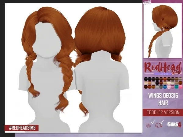 Alpha WINGS OE0316 HAIR TODDLER VERSION by redheadsims - The Sims 4 custom content