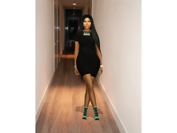 Alpha Nicki Minaj Versace dress with Fendi Knit boots - The Sims 4 Custom Content