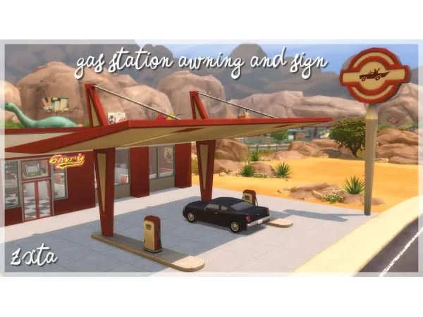 Alpha Gas Station Set by simsfinds - The Sims 4 Custom Content