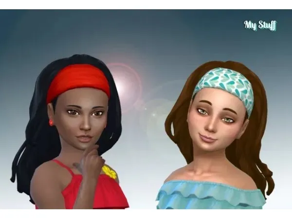 Maxis Match Long Wavy Bandana for Girls - The Sims 4 Custom Content