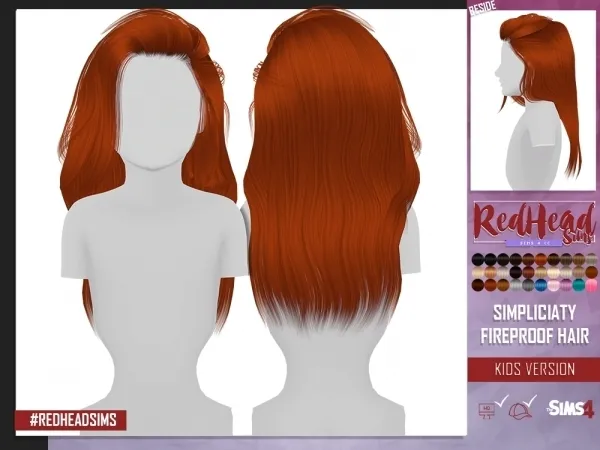 Alpha SIMPLICIATY FIREPROOF HAIR KIDS VERSION - The Sims 4 Custom Content