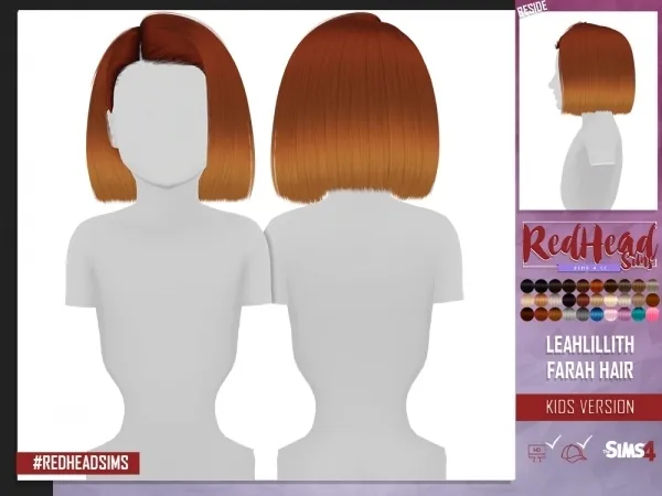 Alpha LEAH LILLITH FARAH HAIR KIDS VERSION by redheadsims - The Sims 4 custom content