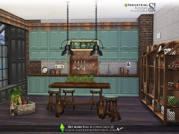 Alpha Industrial Kitchen by thesimsresource - The Sims 4 Custom Content