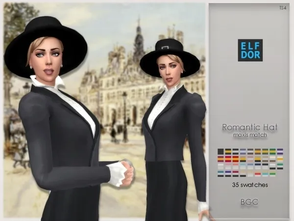 Alpha Romantic Hat by Elfdor - The Sims 4 Custom Content