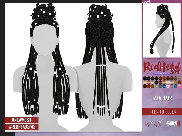 Alpha IZZA HAIR by redheadsims - The Sims 4 custom content