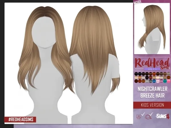 Alpha NIGHTCRAWLER BREEZE HAIR KIDS VERSION by redheadsims - The Sims 4 custom content