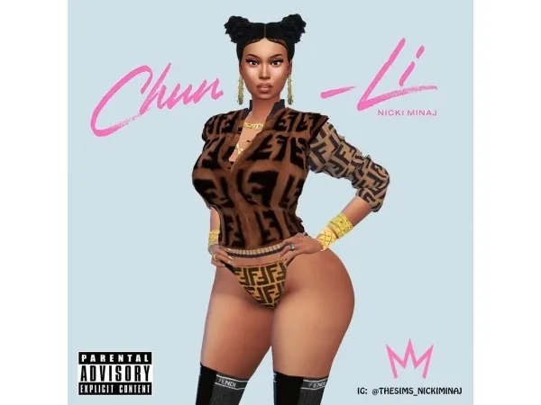 Alpha Nicki Minaj Fendi Fur Bomber with G String and Knit Tight High Boots by quen2n - The Sims 4 Custom Content