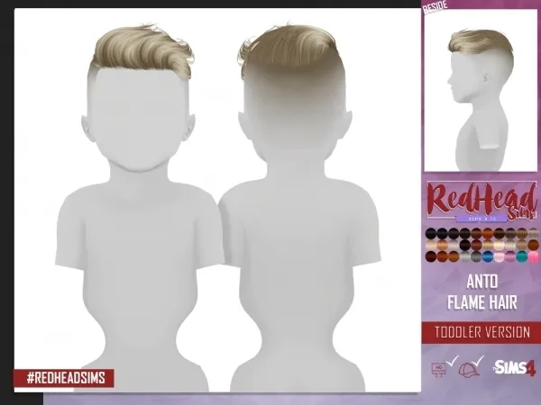 Alpha ANTO FLAME HAIR TODDLER VERSION - The Sims 4 Custom Content