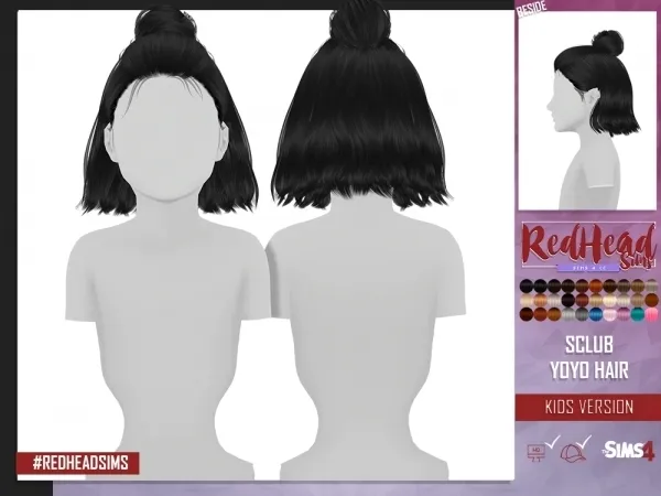 Alpha S CLUB YOYO HAIR KIDS VERSION by redheadsims - The Sims 4 custom content