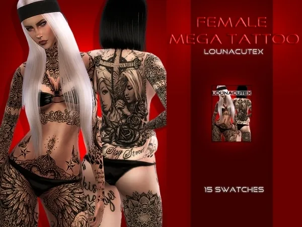 Mix Female Mega Tattoo Lounacutex - The Sims 4 Custom Content