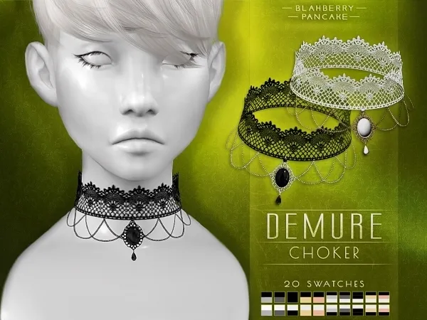 Alpha Demure Choker Blahberry Pancake - The Sims 4 custom content