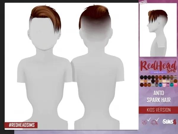 Alpha ANTO SPARK HAIR KIDS VERSION - The Sims 4 Custom Content
