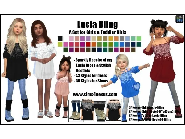 Alpha Lucia Bling A Set for Girls Toddler Girls by sims4nexus - The Sims 4 Custom Content