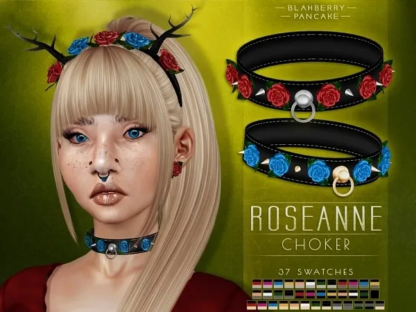 Alpha Roseanne Choker Blahberry Pancake by blahberry-pancake - The Sims 4 custom content