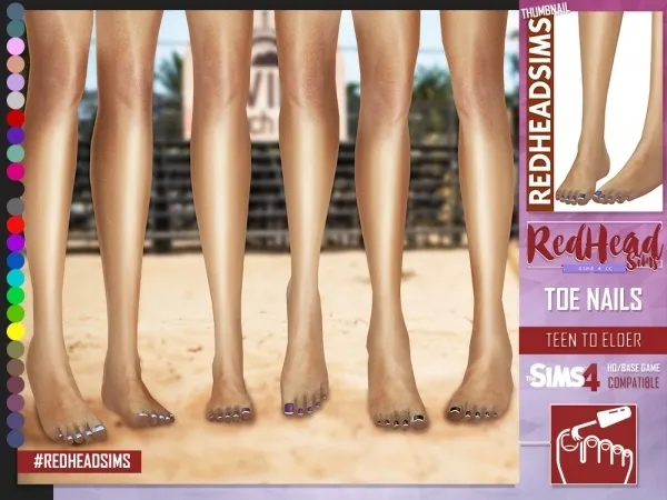 Alpha TOE NAILS by redheadsims - The Sims 4 Custom Content