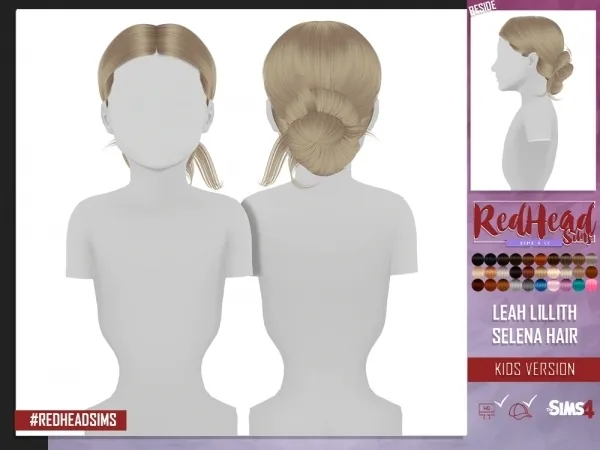 Alpha LEAH LILLITH SELENA HAIR KIDS VERSION by redheadsims - The Sims 4 custom content