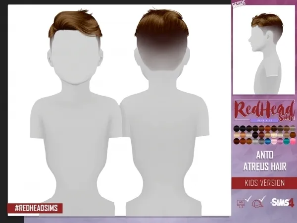 Alpha ANTO ATREUS HAIR KIDS VERSION - The Sims 4 Custom Content