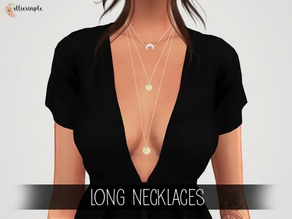 Alpha Elliesimple Long Necklaces - The Sims 4 Custom Content