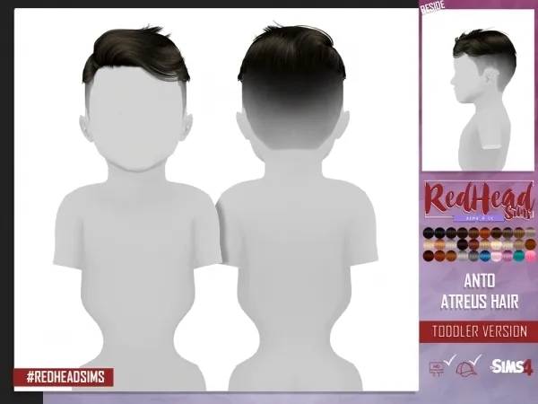 Alpha ANTO ATREUS HAIR TODDLER VERSION - The Sims 4 Custom Content