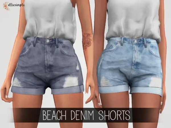 Alpha Elliesimple Beach Denim Shorts - The Sims 4 Custom Content