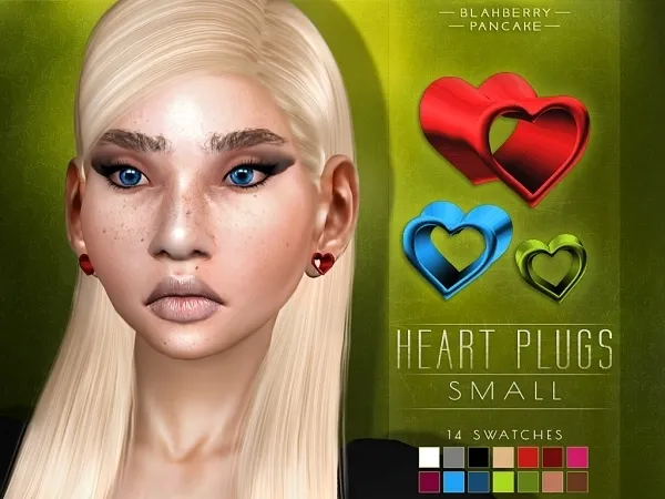 Alpha Small Heart Ear Plugs Blahberry Pancake - The Sims 4 Custom Content