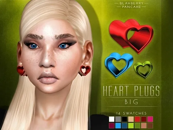 Alpha Big Heart Ear Plugs Blahberry Pancake - The Sims 4 Custom Content