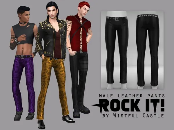 Maxis Match Rock it male leather pants - The Sims 4 Custom Content