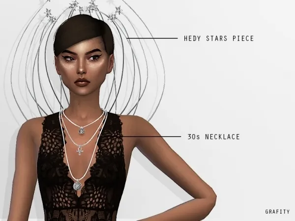 Alpha Hedy Stars Piece 30s Necklace - The Sims 4 Custom Content