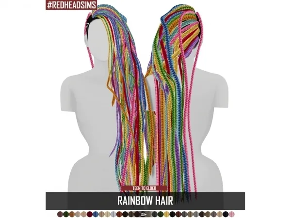 Alpha RAINBOW HAIR - The Sims 4 Custom Content