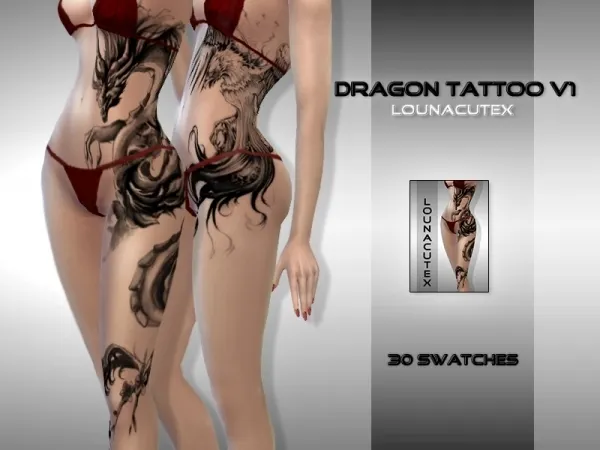Mix Dragon Tattoo V1 Lounacutex - The Sims 4 Custom Content