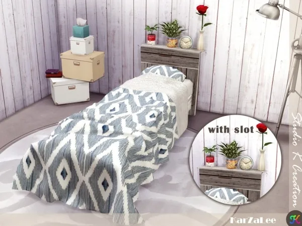 Alpha SKC Wooden single bed creation by studio k - The Sims 4 Custom Content