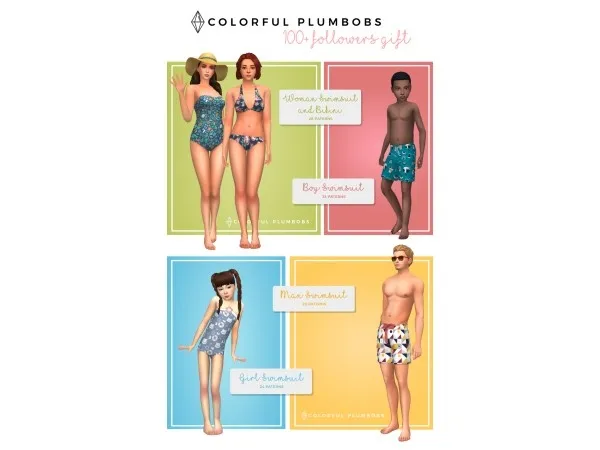 Maxis Match Swimsuits by colorfulplumbobs - The Sims 4 Custom Content