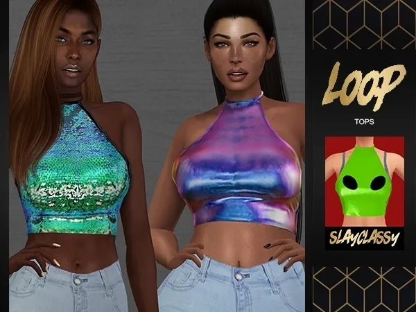 Alpha SCLASSY Loop Tops by slayclassy - The Sims 4 Custom Content