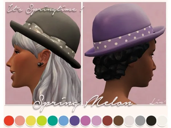 Alpha Spring Melon Hat by linsims - The Sims 4 Custom Content