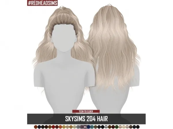 Alpha SKYSIMS HAIR 204 SMOOTH TEXTURE by redheadsims - The Sims 4 Custom Content