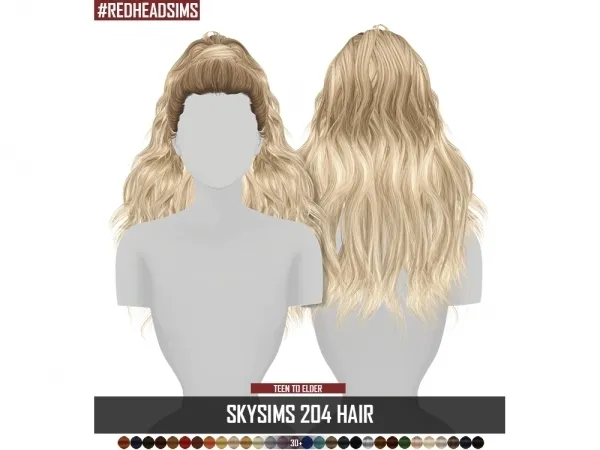 Alpha SKYSIMS HAIR 204 CURLY TEXTURE by redheadsims - The Sims 4 Custom Content