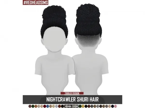 Alpha NIGHTCRAWLER SHURI HAIR TODDLER VERSION by redheadsims - The Sims 4 custom content