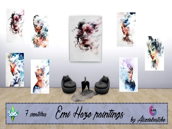 Alpha Emi Haze Paintings - The Sims 4 Custom Content