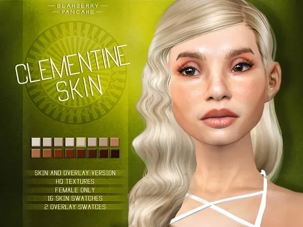 Alpha Clementine Skin Overlay Blahberry Pancake - The Sims 4 Custom Content