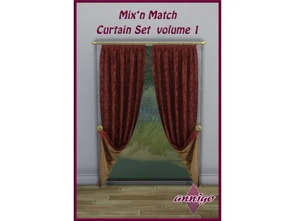 Alpha Mixn Match Curtain Set vol 1 by annigo2201 - The Sims 4 Custom Content