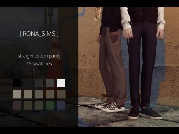 Alpha [RONA] straight cotton pants - The Sims 4 Custom Content