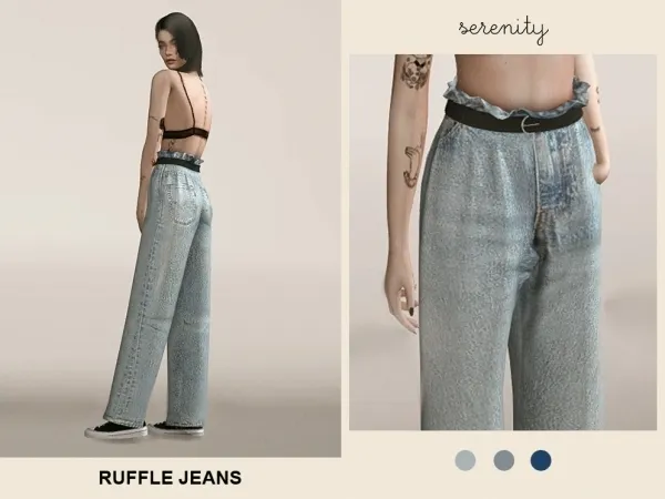 Alpha Ruffle Jeans - The Sims 4 Custom Content