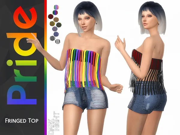 Alpha Pride Collection Fringed Top - The Sims 4 Custom Content