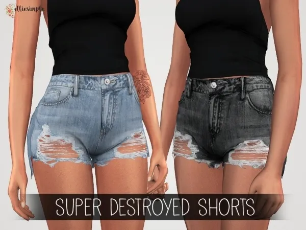 Alpha Elliesimple Super Destroyed Shorts - The Sims 4 Custom Content