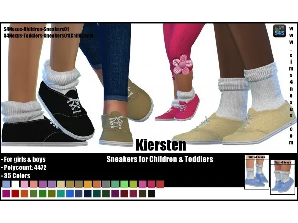 Alpha Kiersten Sneakers for Children Toddlers by sims4nexus - The Sims 4 Custom Content