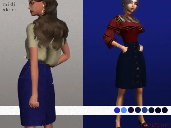Alpha m i d i s k i r t by cosimetics - The Sims 4 Custom Content