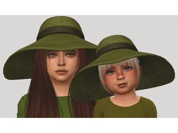 Maxis Match Ribbon Straw Hat converted for kids toddlers by simiracle - The Sims 4 Custom Content